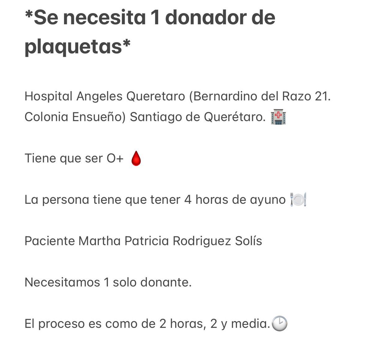 iBrenduPerez's tweet image. Si vives o te puedes desplazar a Querétaro o conoces a alguien de allá que pueda donar, nuestra querida Paty te necesita. ¡Hoy es por Paty! 🙏🏻❤️