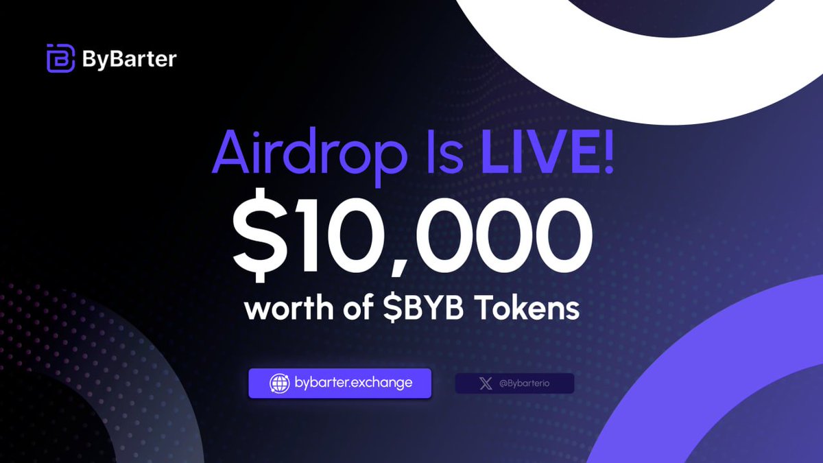 🚀 ByBarter Airdrop is LIVE! 💰

Complete tasks and earn $BYB rewards! 🎉

🗓 Airdrop Details:

Token Name: $BYB
Campaign Date: Sep 17 - Sep 30
Distribution Date: Oct 6 to Oct 10

💰 Reward Pool:

Total Reward Pool: $10,000 worth of $BYB tokens
Participation Reward: $10 worth of