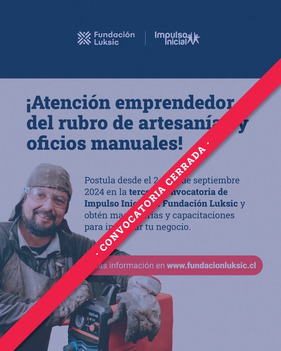 📣 Postulaciones cerradas 📣 
Muchas gracias a todos los emprendedores artesanos y de oficios manuales que postularon a la tercera convocatoria de nuestro programa Impulso Inicial. Los primeros resultados los estaremos entregando a fines de octubre. 
¡Mucho éxito a todos!