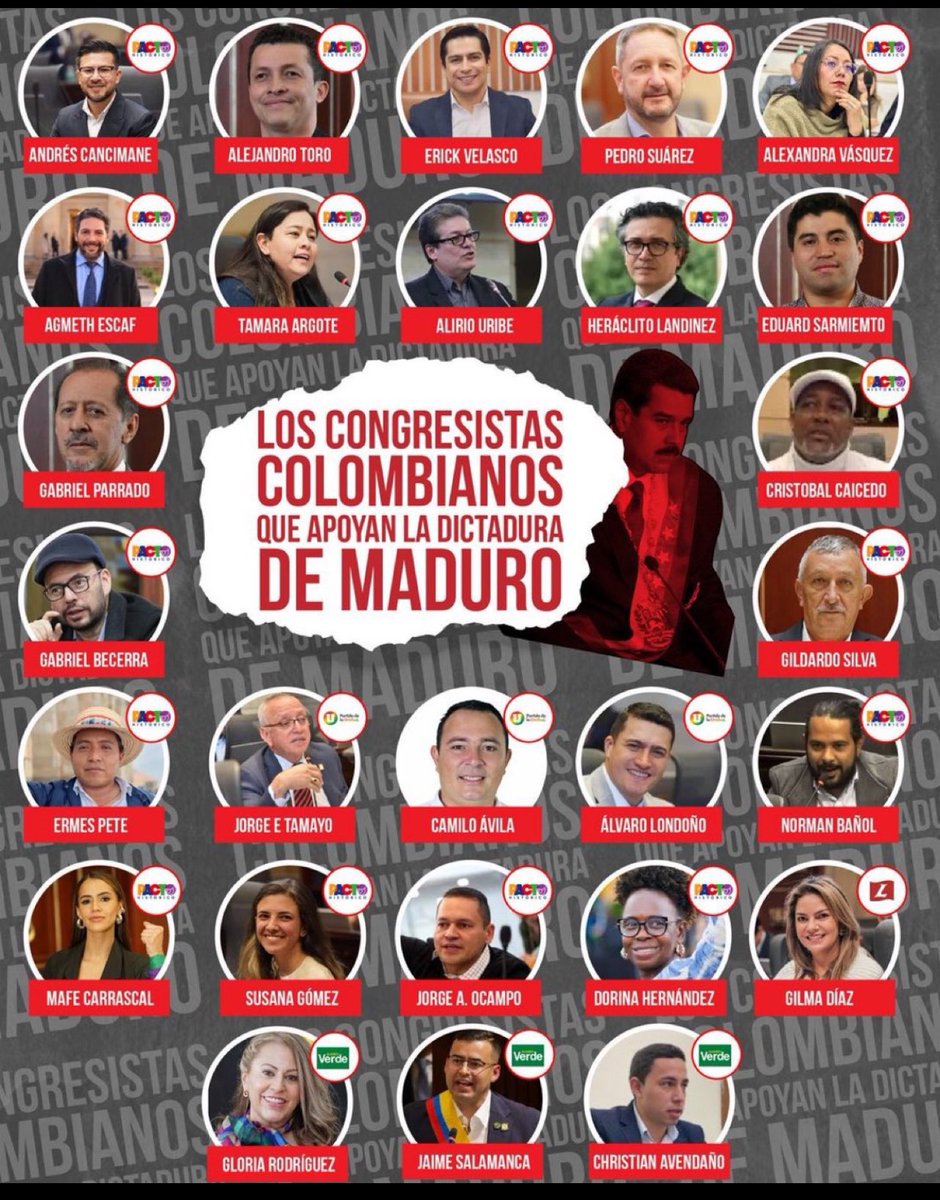 🚨🇻🇪🇨🇴 Esta imagen merece ser compartida un millón de veces 

Estos son los Enfermos Mentales Congresistas Colombianos que apoyan la tiranía de Maduro.