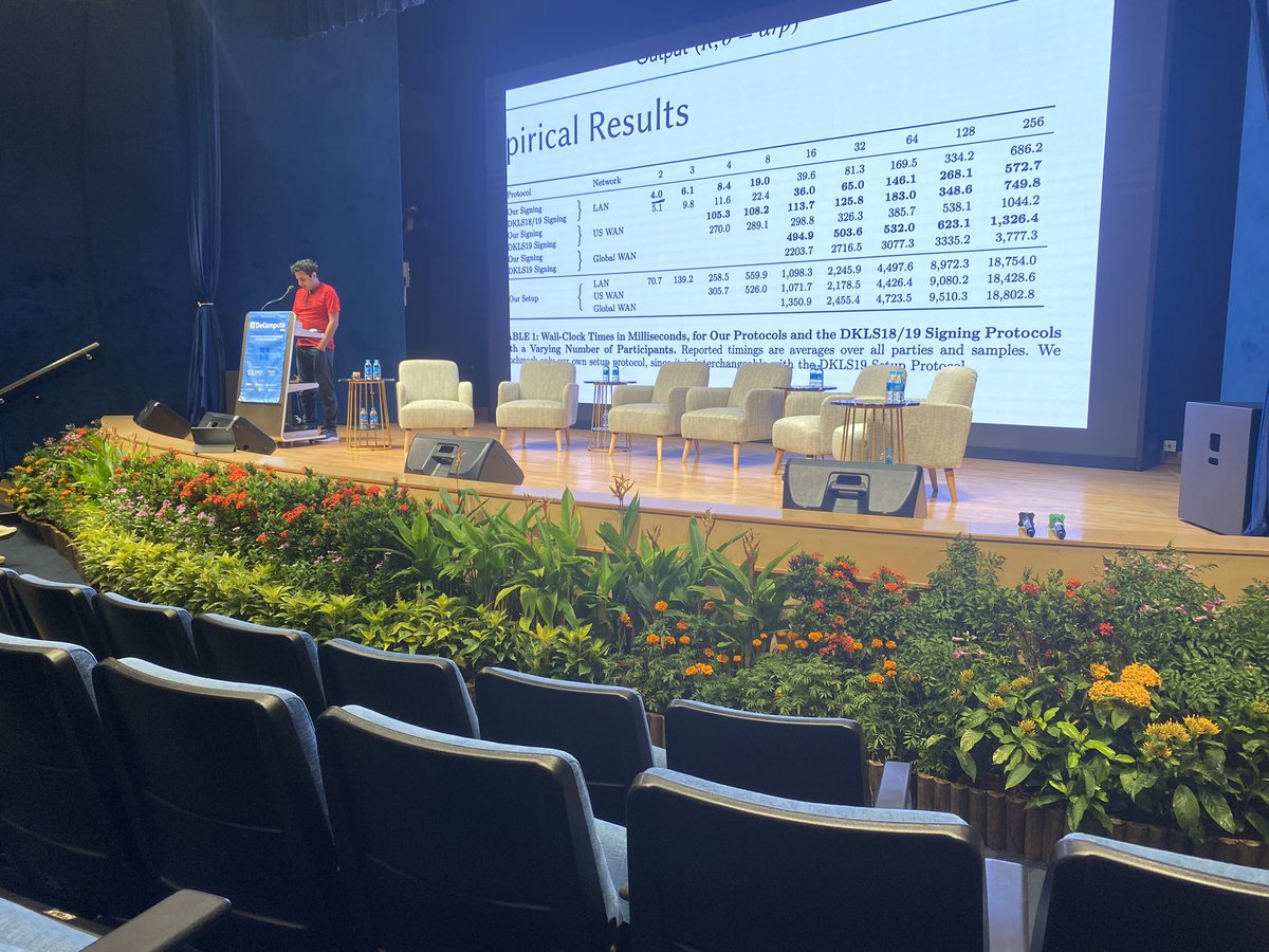 You cannot ignore the beautiful stage decoration at <a href="/DeComputeConf/">DeCompute 2024 - The Decentralized Compute Conf.</a> 

Also - super interesting talk by <a href="/abhvious/">abhi</a> about why we are “stuck” with the ‘90s cryptography (mostly about signatures).