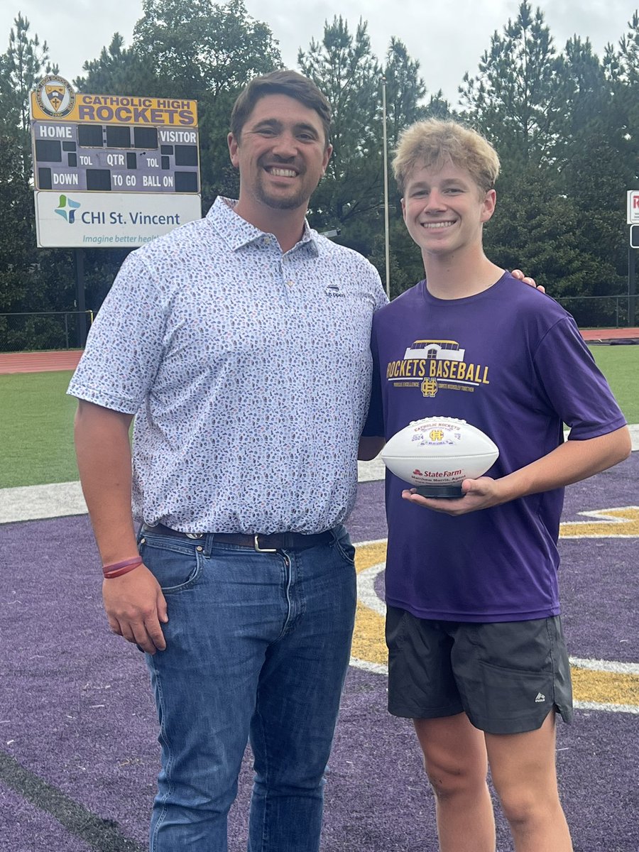 Congratulations Hunter Markham for earning the Matt Morris State Farm offensive scout team player of the week. You made us better. <a href="/rocketalumni/">Catholic High School for Boys</a>