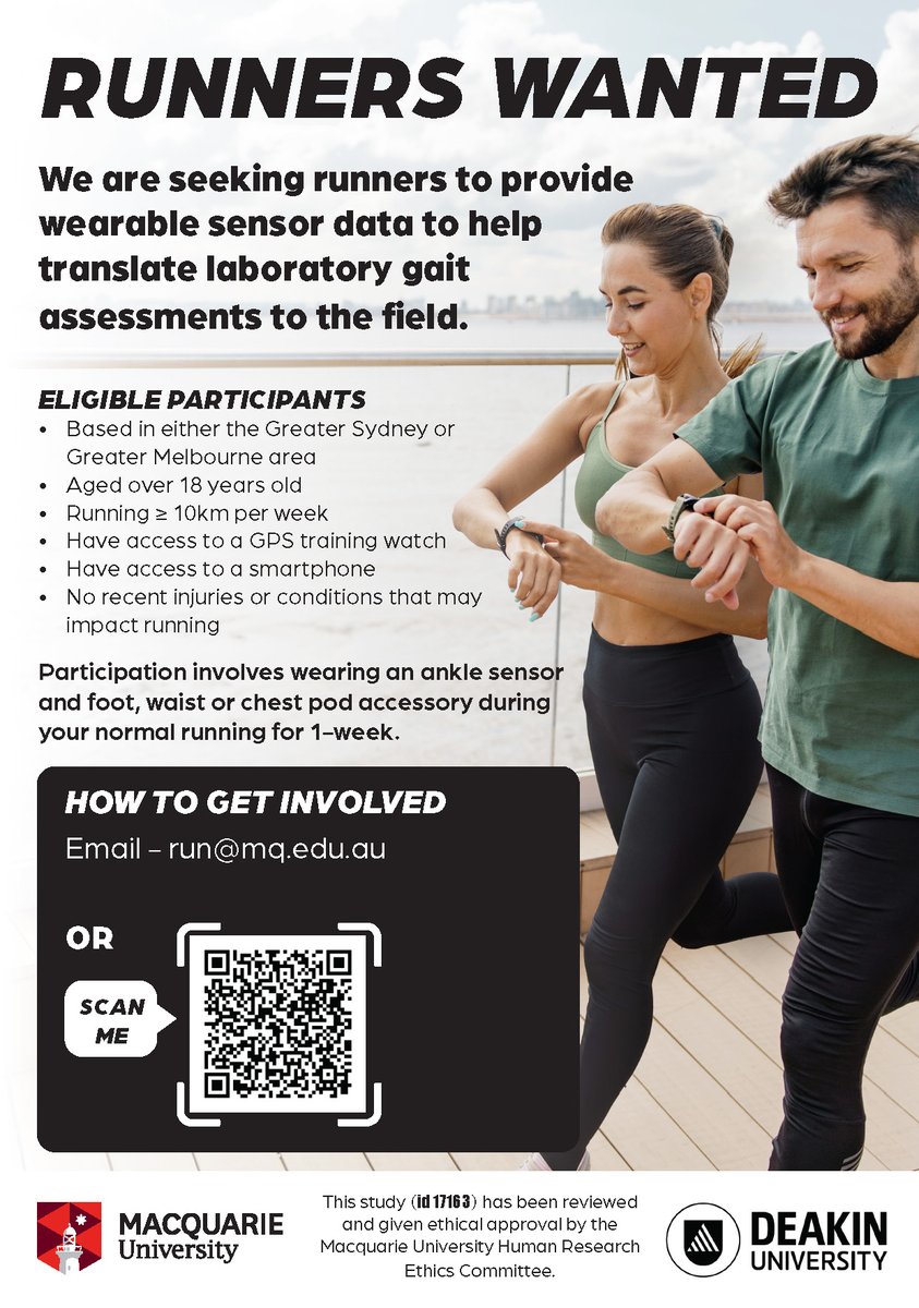 TheRunPhysio's tweet photo. # Sydney / Melbourne runners #🏃‍♀️🏃

At @macquarieuni we are seeking runners to provide training data. You will receive feedback (through Garmin Run Dynamics)

You need:
- GPS Watch (Garmin)
- Smartphone or iPad (iOS)  

Please inquire below⏬
https://t.co/DsZ7rXrNlo https://t.co/ukqdXDfmR2