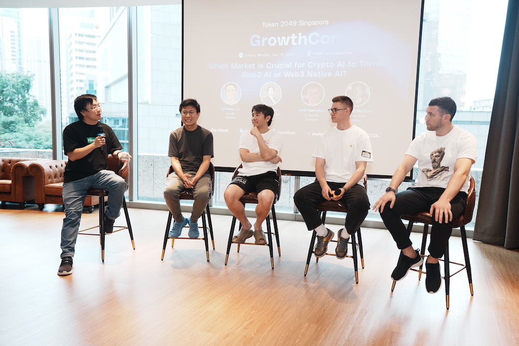 HemeraProtocol's tweet photo. The panel at #GrowthCon #Token2049 is buzzing with debate on "Which market is crucial for #Crypto #AI to thrive?" 🔥

We're seeing a lively clash of ideas on Web2 AI’s established use cases versus the promising future of #Web3-native AI.

What’s your take? Drop your thoughts in the comments and join the fun!🌟

Featuring:
🔹 @0xJ_builder from @Nimble_Network
🔹 @spark_ren from @0G_labs
🔹 @nick_havryliak from @assisterr
🔹 @devrelius from @StoryProtocol