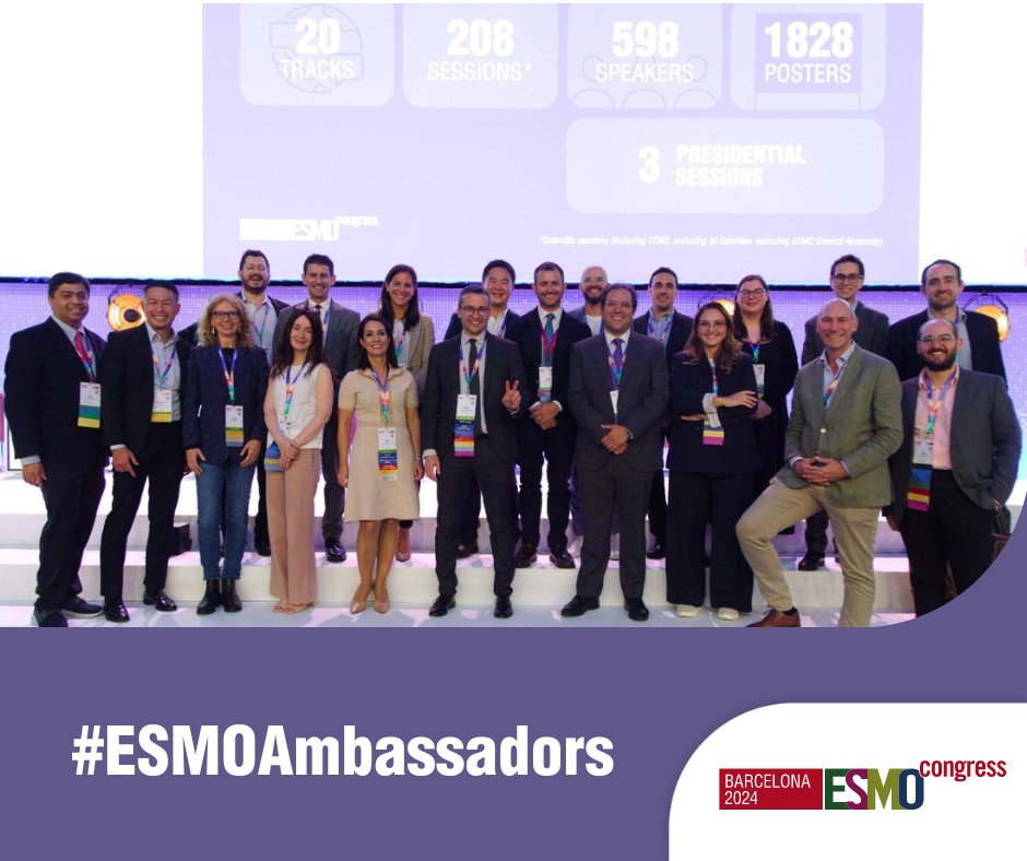 #ESMOAmbassadors: We are excited to mark the first anniversary of this initiative at #ESMO24.

✨ Thanking the #ESMOAmbassadors for their stellar reporting during a year in life of the #OncologyCommunity 👏 — stay tuned.
