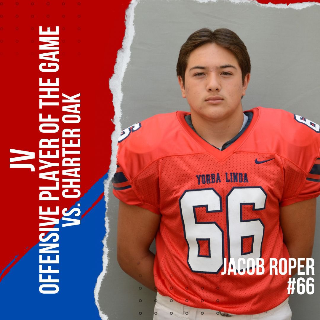 ylhsfootball's tweet photo. #YLHS JV football players of the game vs Charter Oak:

Offense: Jacob Roper #66
Defense:  Brandon Nagel #52
Special Teams: Gavin Smith #50 https://t.co/TrAvi7cwpW