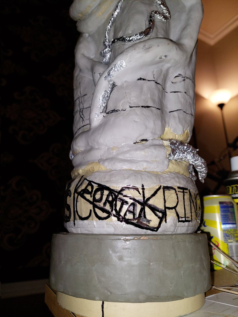 PhoenixDill's tweet photo. double-sided urethral penetrable update:while everything dries, im making the metallic plate that goes over the portal ring. The appoxie clay will set, and I'll be able to wet sand to give it that nice metallic shine. Once set, I'll move the letters to the appoxie plate to sculpt https://t.co/9pPxrwuJNl