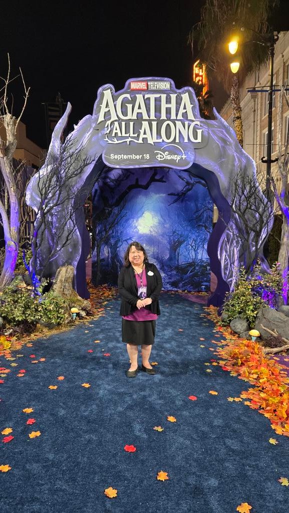 CynthiaS515's tweet photo. No tricks but lots of treats on the purple carpet for #AgathaAllAlong! https://t.co/FSlGNIFMIp
