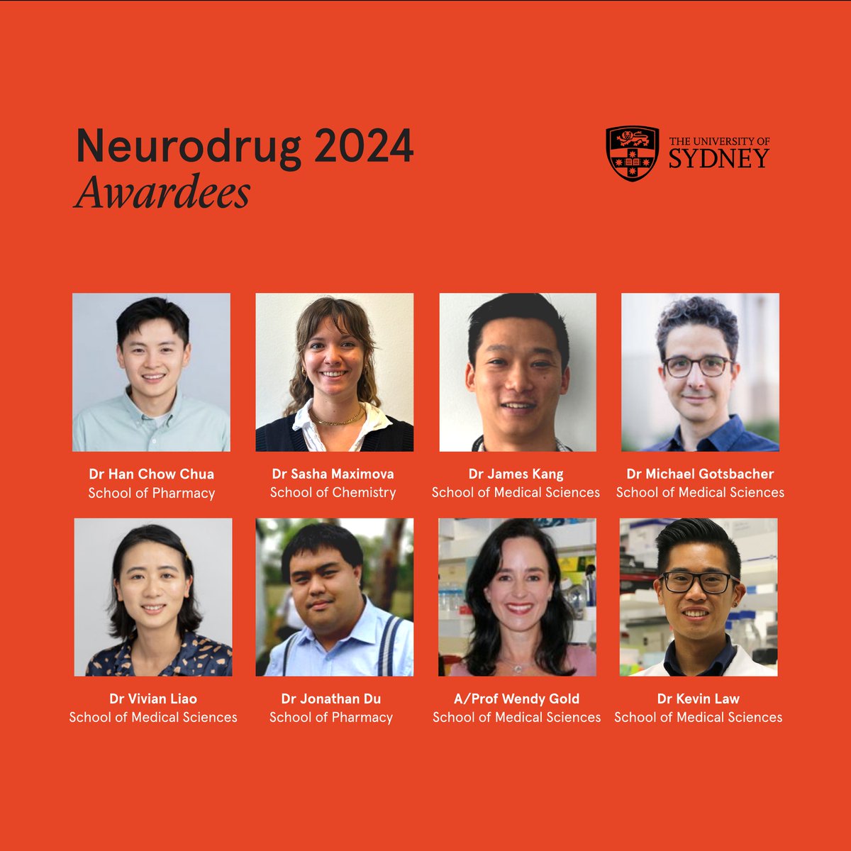 Centre for Drug Discovery Innovation (@sydney_ddi) on Twitter photo Earlier this year, we created Neurodrug in a joint initiative with the Faculty of Medicine and Health <a href="/syd_health/">Sydney Health</a> to build capacity in drug discovery for central nervous system and neurological disorders.
Today, we are thrilled to congratulate the awardees of Neurodrug 2024 👏 Earlier this year, we created Neurodrug in a joint initiative with the Faculty of Medicine and Health <a href="/syd_health/">Sydney Health</a> to build capacity in drug discovery for central nervous system and neurological disorders.
Today, we are thrilled to congratulate the awardees of Neurodrug 2024 👏