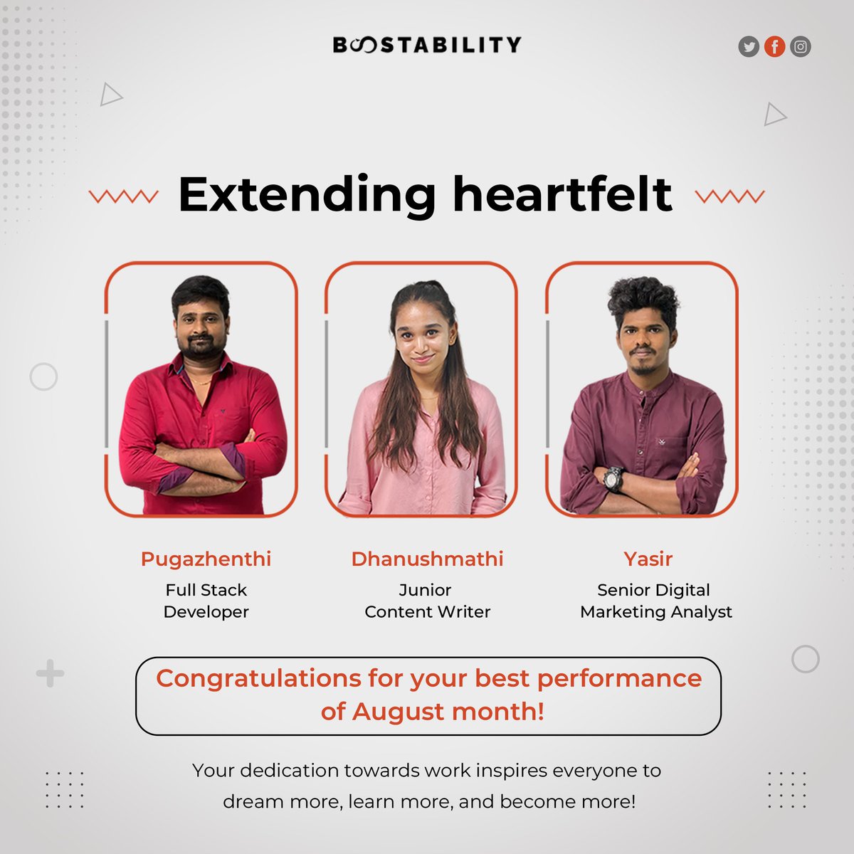 Boostabilitycbe's tweet image. Team Boostability is very happy to see you crush milestones and progress! Keep up the impressive performance, and make strides! We wish you all the best.
#BestPerformers #BestperformersAugust #TeamBoostability #Boostability #August2024