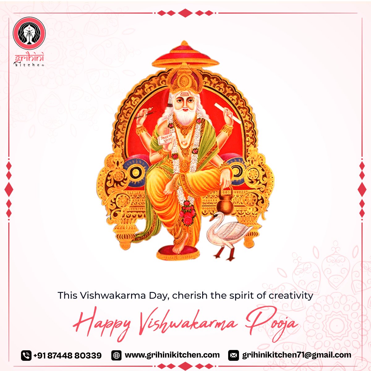 GrihiniKitchen's tweet photo. 🛠️✨ Happy Vishwakarma Day! ✨🛠️

On this auspicious day, let’s honor Lord Vishwakarma, the divine architect, and celebrate the power of craftsmanship, creativity, and innovation. 🙏✨

#VishwakarmaDay #DivineArchitect #Craftsmanship #Innovation #Blessings #Prosperity #Success https://t.co/vVQr1fWodS