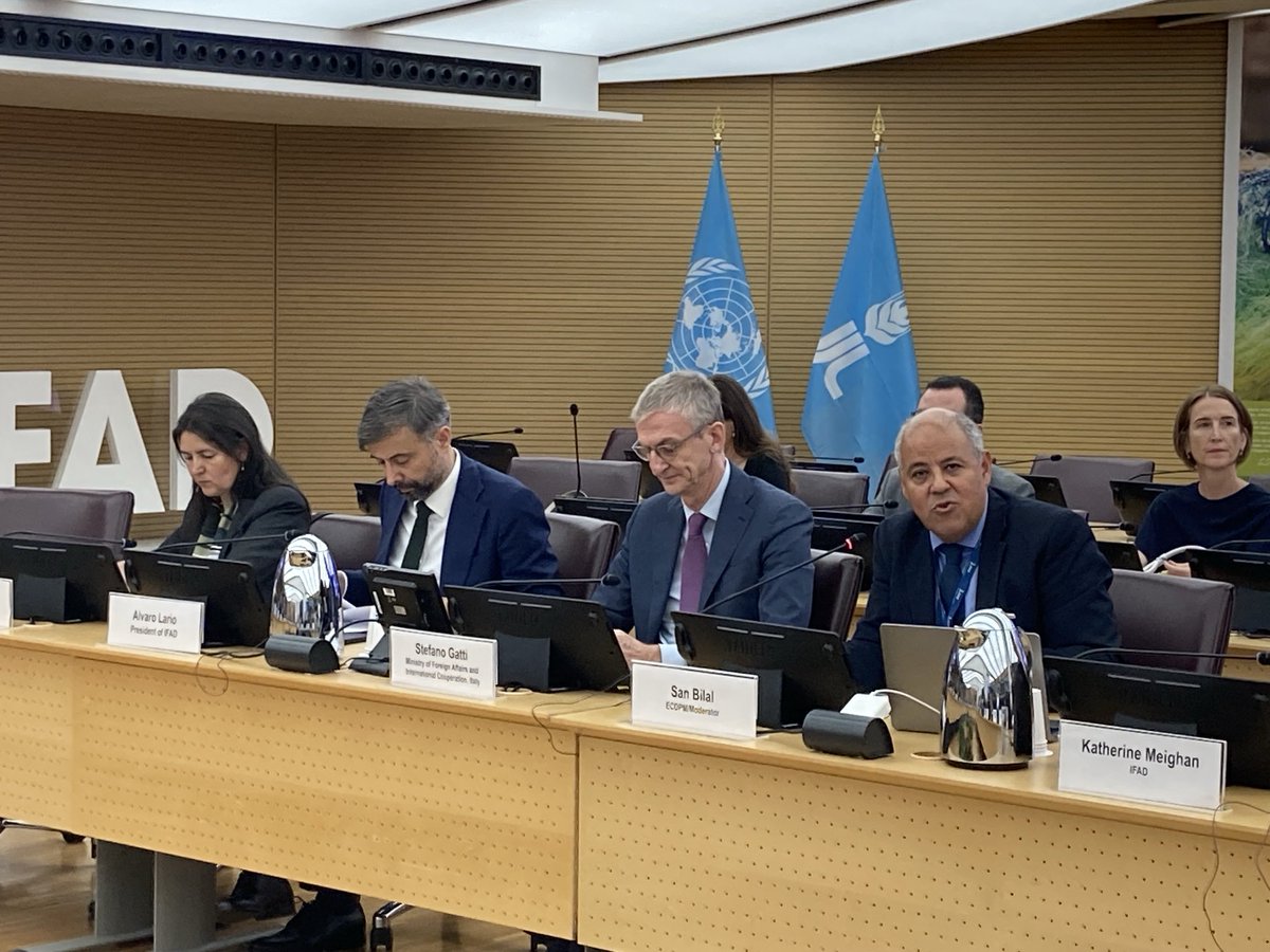 Great dialogue moderated by ⁦<a href="/SanBilal1/">San Bilal</a>⁩ with <a href="/IFADPresident/">Alvaro Lario</a>⁩ ⁦<a href="/SGatti_IT/">Stefano Gatti</a>⁩ of G7 Presidency , #G20 Presidency &amp; many African Reps :
many ways to boost public&amp;private finance for #foodsystems, incl. Debt swaps &amp; PublicDev Banks!
⁦<a href="/ECDPM/">ECDPM 🔎 🌍</a>⁩ ⁦<a href="/NEPAD_Mayaki/">Ibrahim Mayaki</a>⁩