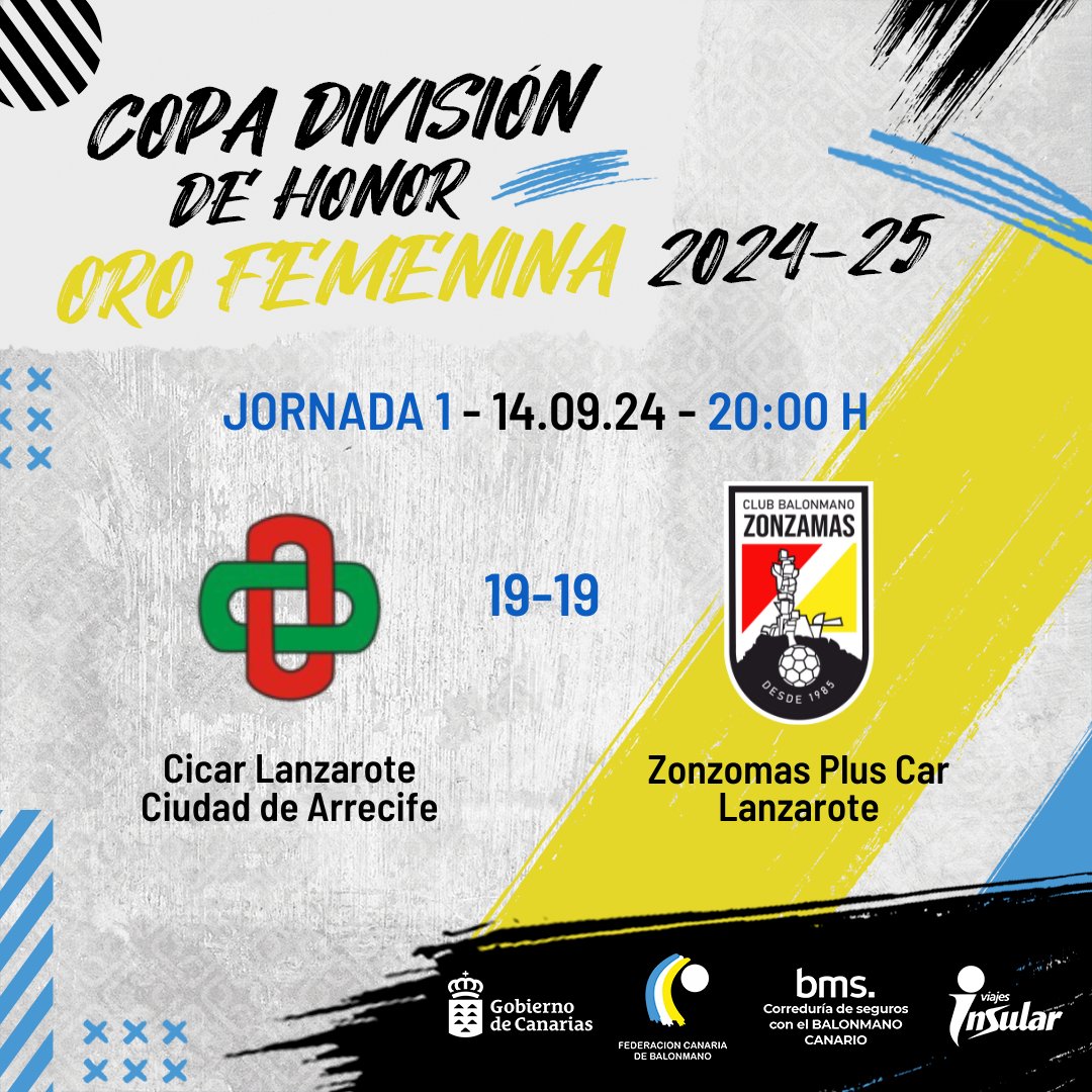 🏆𝐂𝐨𝐩𝐚 𝑪𝒂𝒏𝒂𝒓𝒊𝒂𝒔 𝐃𝐢𝐯𝐢𝐬𝐢𝐨́𝐧 𝐝𝐞 𝐇𝐨𝐧𝐨𝐫 𝐎𝐫𝐨 𝐅𝐞𝐦𝐞𝐧𝐢𝐧𝐚 𝟐𝟎𝟐𝟒-𝟐𝟎𝟐𝟓

ℹ️ #ResultadoJornada1
1️⃣9️⃣ Cicar Lanzarote 🆚 Zonzamas Plus Car Lanzarote 1️⃣9️⃣

#deportecanario #BalonmanoCanarias #CopaDHOroFemenina #DeporteFemenino #CanariasEsDeporte