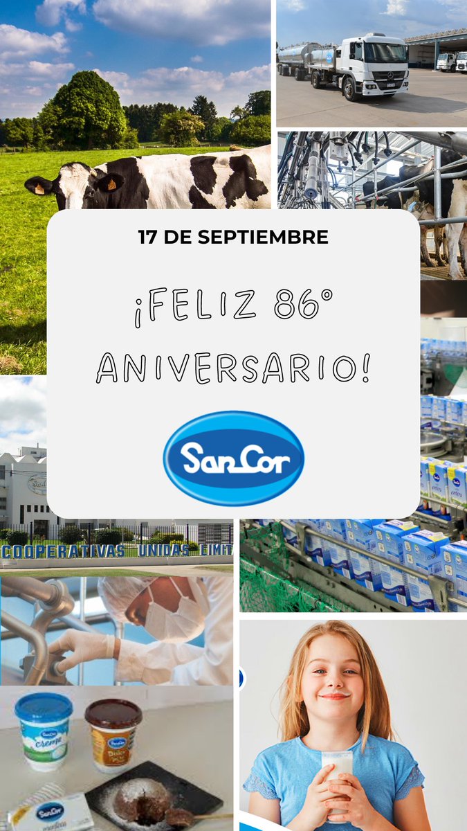 Hoy celebramos 86 años de cooperación y desarrollo. ¡Feliz cumple SanCor!
#17DeSeptiembre #SanCor86Años