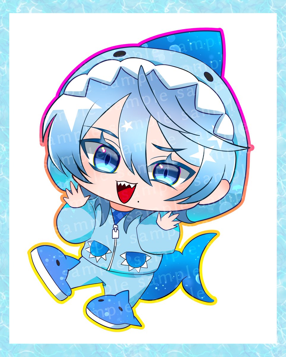 「【お仕事】 鮫 のバースデーイベント用のSDキャラ描かせていただきました 2ヶ月」|女将🐺❤️‍🔥4/1アコマルD17🥳通知❌のイラスト