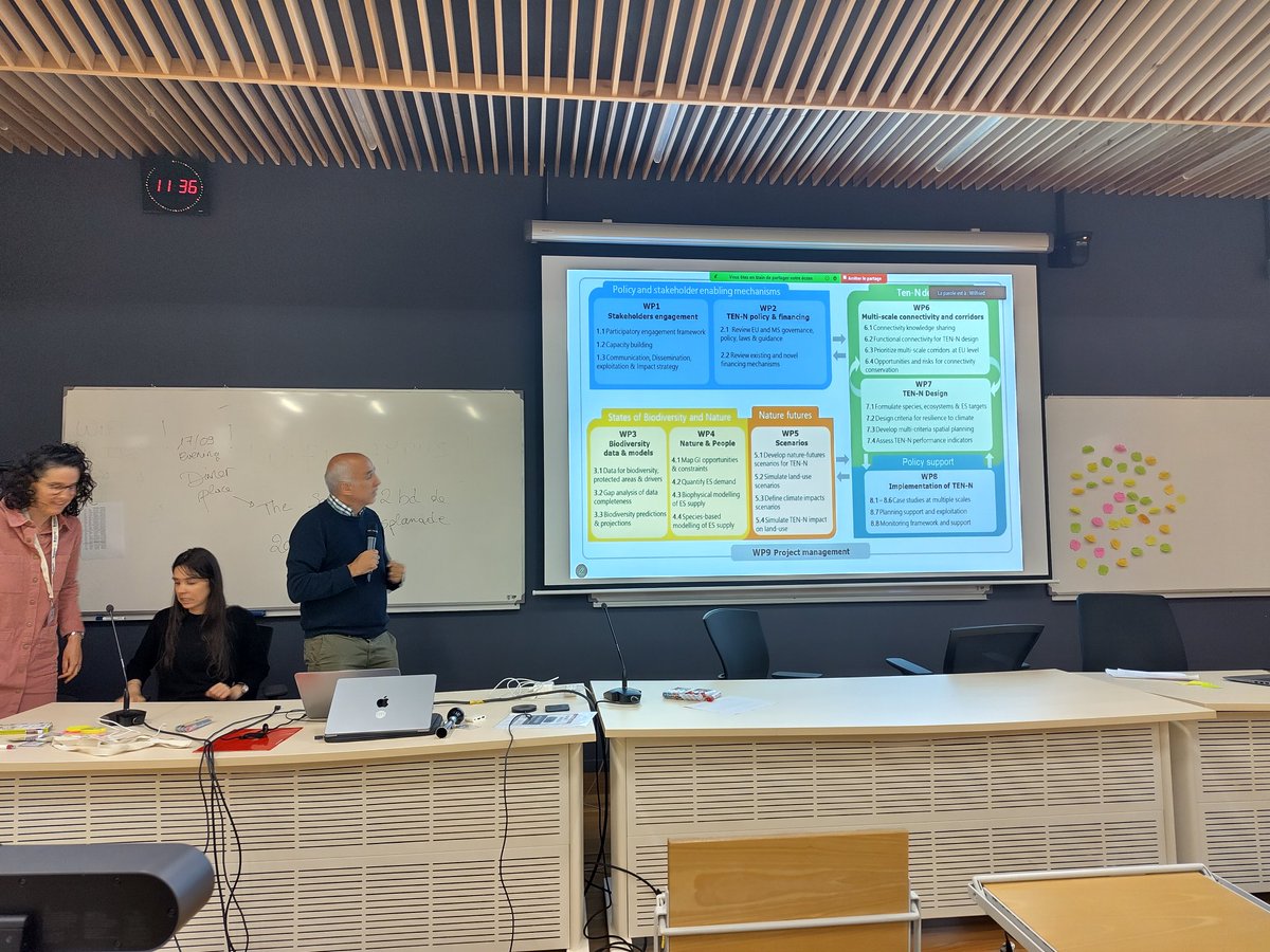 At the @naturaconnect annual consortium meeting hosted by <a href="/CNRS/">CNRS 🌍</a> <a href="/hmlfpereira/">Henrique Pereira</a> presents the work of our 6 case studies and our integrative work to support the design and implementation of a coherent and resilient Trans-European Nature Network