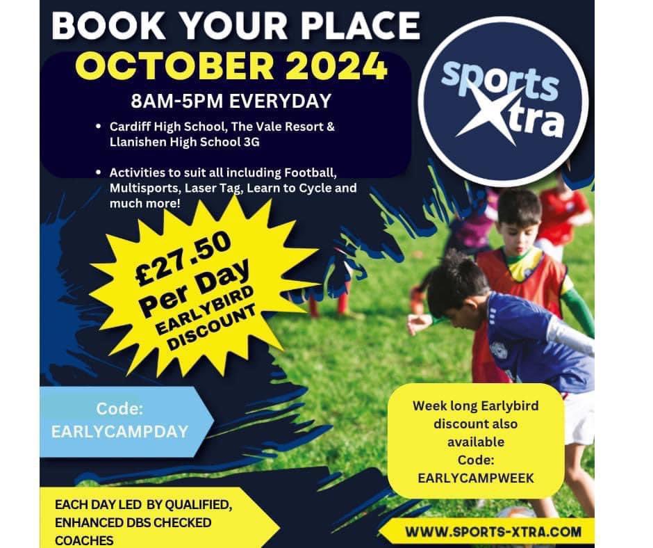 SportsXtraSW's tweet image. Just 1 week left to use your EARLYBIRD discounts for October Half Term 👻
Hurry, this special offer of £27.50 (RRP £39) will be available for just 1 more week, running out on Sunday at Midnight ⏳
Book now at sports-xtra.com or contact us for more information!