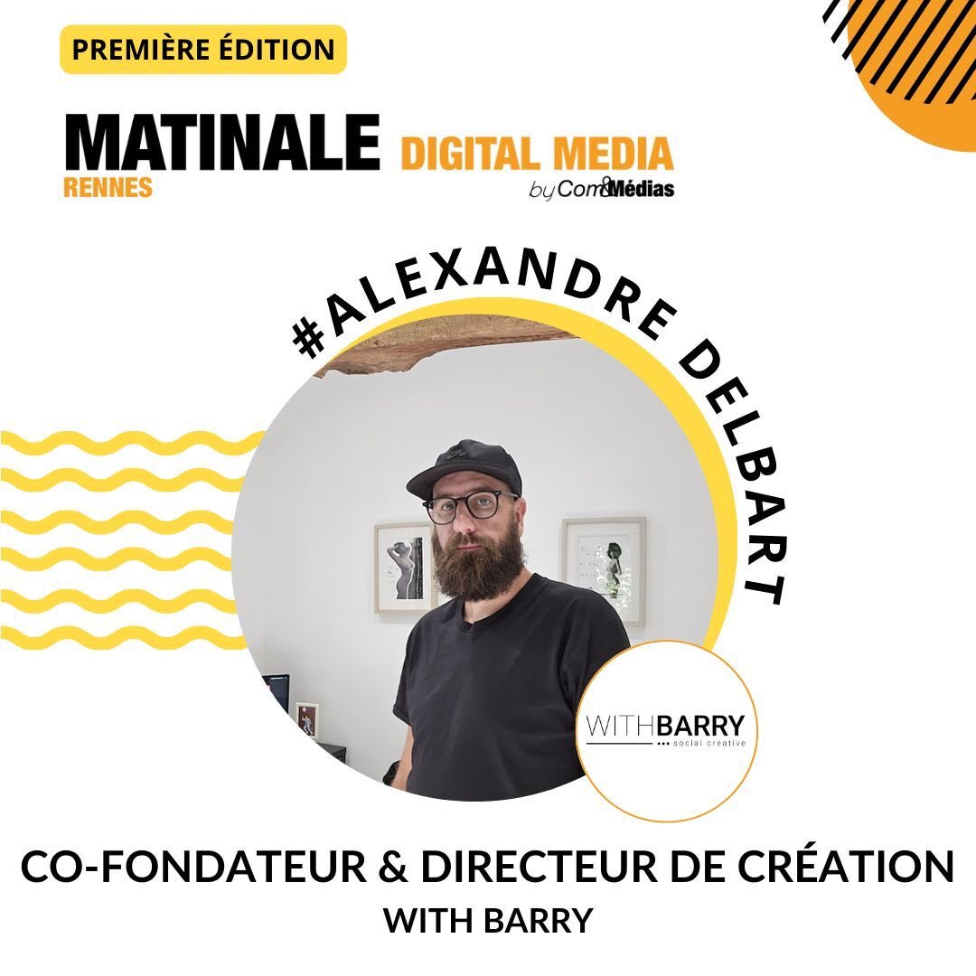 with_barry's tweet image. Notre Directeur de Création @AlexDelbart, interviendra lors de la première édition de la Matinale XXL de @CometMedias pour aborder un sujet important : 

La créativité sur les réseaux sociaux à l'ère de la massification des contenus, des tendances et de l'IA.