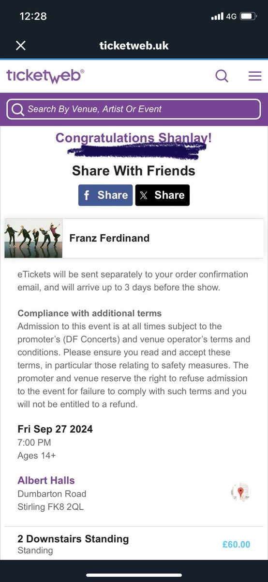 Managing  to get tickets for this show on my birthday was the best present ever. Held onto hope and it worked out <a href="/Franz_Ferdinand/">Franz Ferdinand</a> 😆😎