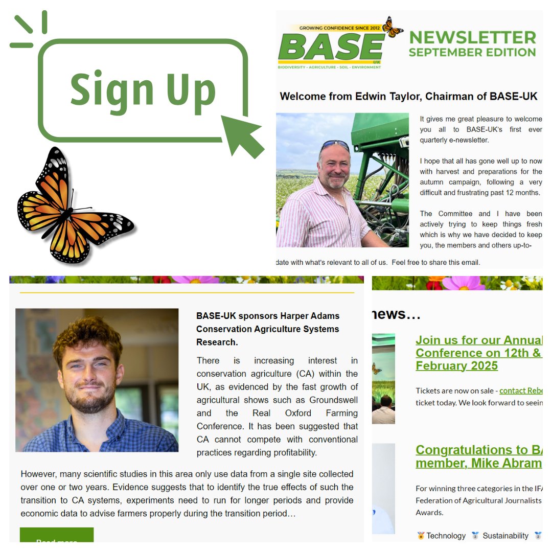 Sign up to our quarterly newsletters and keep up to date with all things:

🌱BASE UK
🌱Regenerative agriculture
🌱 BASE UK projects
🌱What's coming up 
🌱What we've been up to behind the scenes 
&amp; more! 

Sign up today: mailchi.mp/2c7cc7ab8f31/w…

#baseuk #newsletter #signup #joinus
