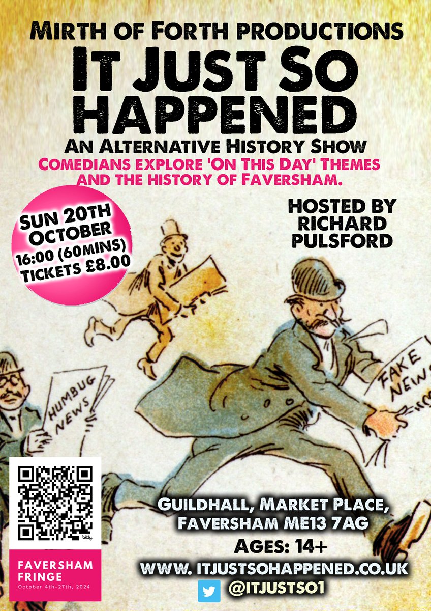 It Just So Happened - an alternative history show (@itjustso1) on Twitter photo The next IJSH show will be at the magnificent old Guildhall in <a href="/FavershamFringe/">Faversham Fringe</a> on Sunday 20th October. Joining host <a href="/RichardPulsford/">Richard Pulsford at Edinburgh Fringe 1st-25th Aug</a> will be <a href="/mrmickygibbons/">Micky Gibbons</a> Jude Sach and another special guest. You can buy tickets for this show here: bit.ly/3LZJNIJ The next IJSH show will be at the magnificent old Guildhall in <a href="/FavershamFringe/">Faversham Fringe</a> on Sunday 20th October. Joining host <a href="/RichardPulsford/">Richard Pulsford at Edinburgh Fringe 1st-25th Aug</a> will be <a href="/mrmickygibbons/">Micky Gibbons</a> Jude Sach and another special guest. You can buy tickets for this show here: bit.ly/3LZJNIJ
