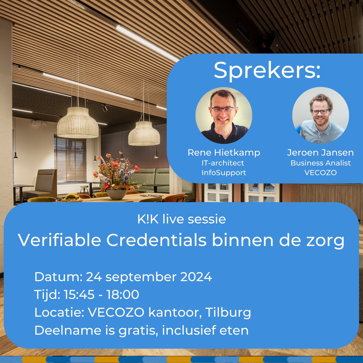 📣Reminder 📣 Heb jij je al aangemeld voor onze K!K #live sessie op 24 september? We gaan in op #innovatieve ontwikkelingen, zoals een #digitale portemonnee en het gebruik van digitale verklaringen. We nodigen je graag uit bij ons op kantoor 👉 bit.ly/3AO47ua