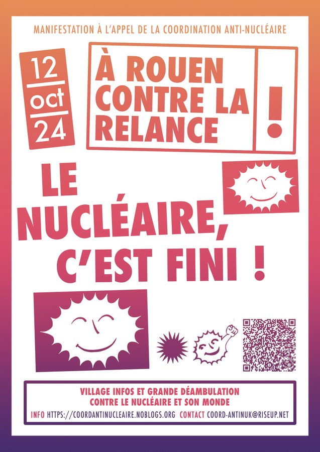 Le prochain rendez-vous de la Coordination antinucléaire <a href="/CoordAntinuk/">Coordination Anti-nucléaire</a>, c'est le 12 octobre prochain à #Rouen pour une grande déambulation contre le #nucléaire et son monde ! Toutes les infos sur le blog de la coord !