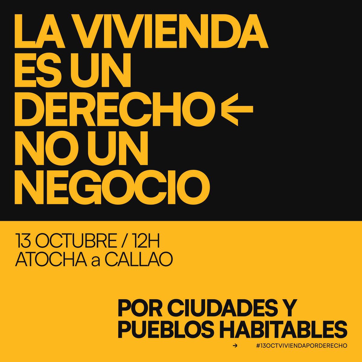 🔌Sin energía, agua, calefacción y otros servicios no hay vivienda digna y adecuada. Por eso exigimos:

🏠#ViviendaDigna 

💡#LuzParaCañada

🔴El #13octViviendaPorDerecho a las 12h nos vemos en Atocha