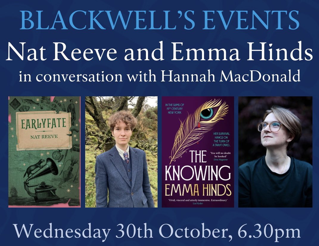 NEW EVENT!

We’re delighted to be welcoming Nat Reeve and Emma Hinds to the shop on Wed 30 Oct to discuss their new novels EARLYFATE and THE KNOWING - two delightfully thrilling historical novels with a queer twist! Nat and Emma will be in converstaion with Hannah MacDonald

🎫👇🏻
