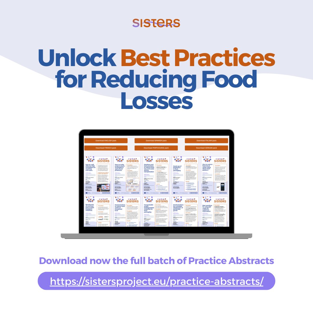 🌱📄 New resources alert!

Our Practice Abstracts on reducing food losses and boosting the agri-food sector are now available in 6 EU languages.

🔗Access them here: bit.ly/3VJGwTj #ReduceFoodWaste #AgriFoodSector