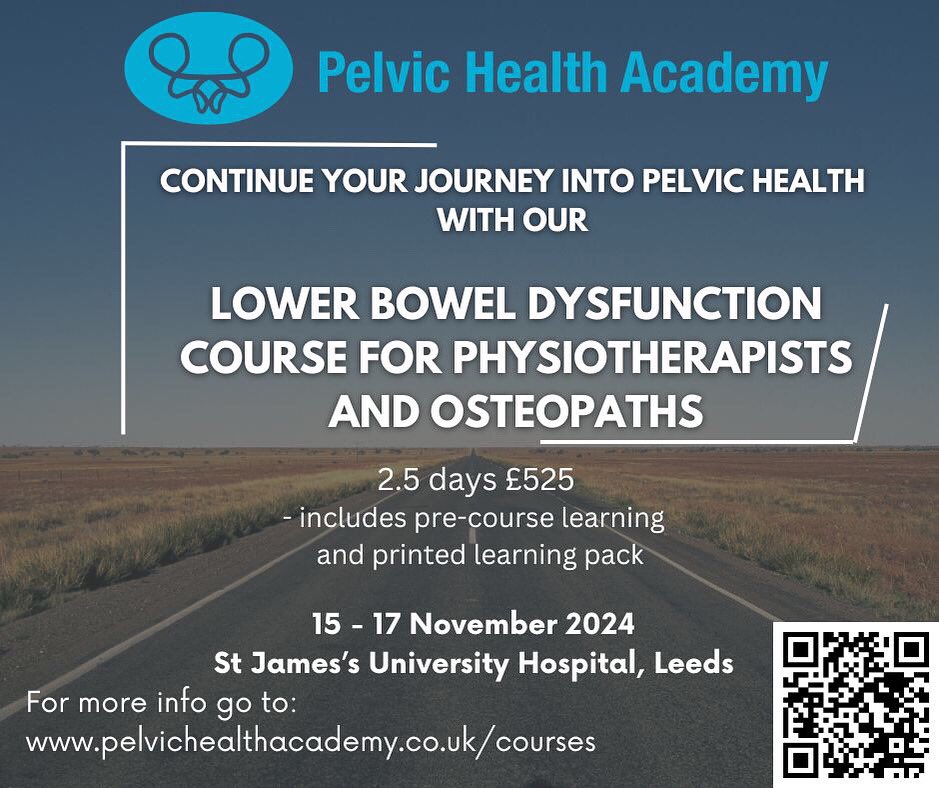 And applications for our introductory bowel course will also be closing in 10 days (that’ll be on 27 September - pay day for many this month!).

This one takes place from 15-17 November and is in Leeds. Again, application is via our website: pelvichealthacademy.co.uk/shop/