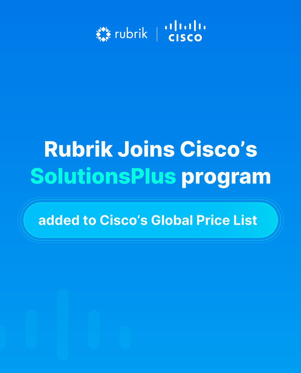 edi1979's tweet photo. 🗣️ Happy to share that @RubrikInc and @Cisco are partnering to enhance our joint customers’ #CyberResilience and help them protect their mission-critical data! Learn more about our joint mission to deliver unified computing and #ZeroTrust data security: https://t.co/bIfK8KE5Az https://t.co/pstSXho4M3