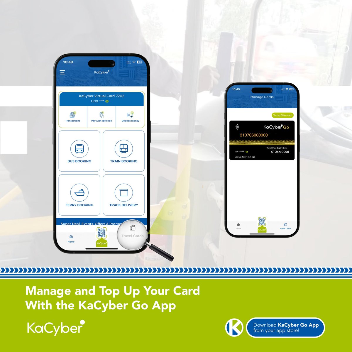 MarthaByabagamb's tweet photo. Say goodbye to the hassle of keeping track of your card balance! The KaCyber Go app allows you to conveniently manage your KaCyber Go Card from anywhere. Enjoy the freedom of cashless travel by downloading the app and taking control of your journeys! 

@KaCyberApp @KaCyberGoCard https://t.co/WAWrOeNepr