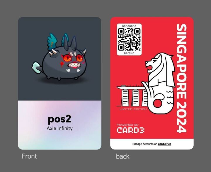 AxieInfinity's tweet image. Attention Collectible Axie Holders Attending the Axie Meetup in Singapore! 

In the meetup today, we are giving away one free card showcasing your favorite collectible axie to all the collectible holders attendees.

To claim your card, please make sure to prepare your profile…