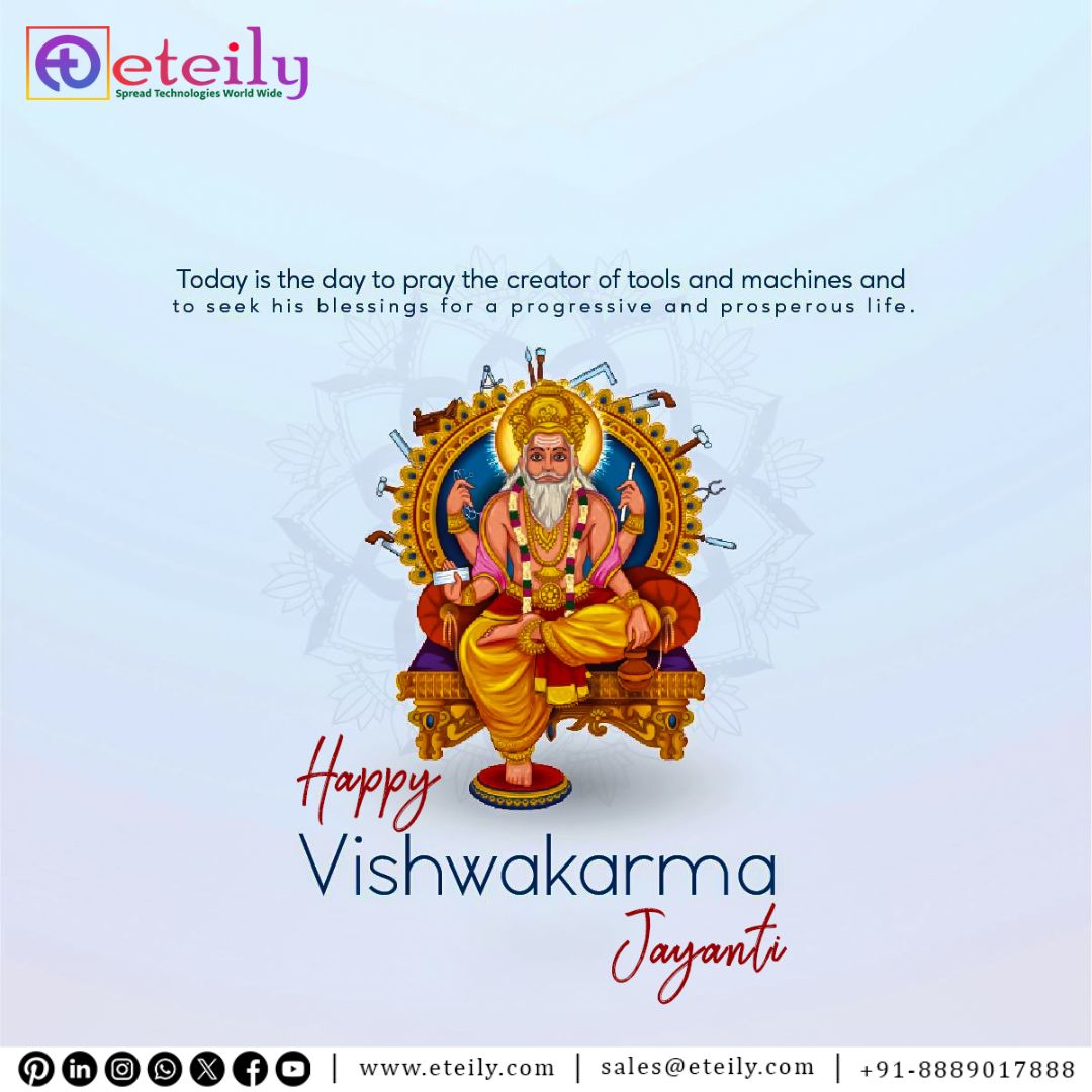 eteilyindia's tweet image. ✨Wishing everyone a joyful Vishwakarma Jayanti! Today we celebrate the divine architect and craftsman who symbolizes skill, innovation, and creativity. 🛠️🔧

#vishwakarmajayanti #happyvishwakarmajayanti #divinearchitecture #blessingsofvishwakarma
#celebratevishwakarma