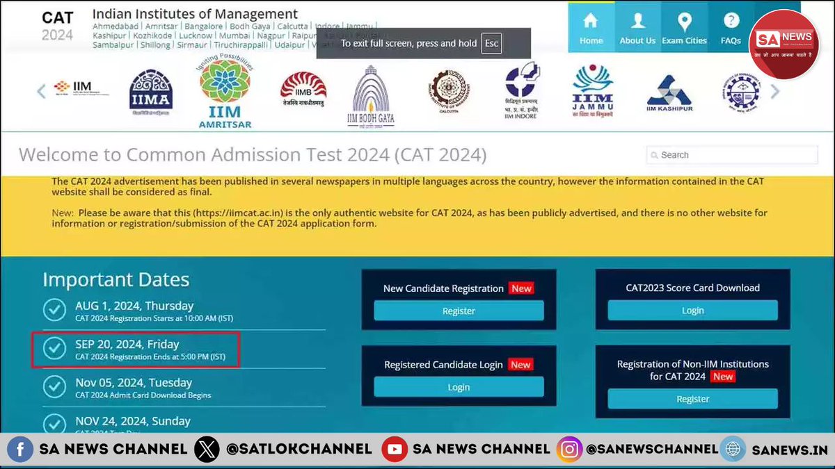 SatlokChannel's tweet image. #CAT2024 registration extended to September 20. 📝 Secure your spot now for the November 24 exam! With 170 test cities across India, this is your moment to take the leap toward your #MBA dream. 🏆 

Apply today: bit.ly/4gu4iLG

#CATExam