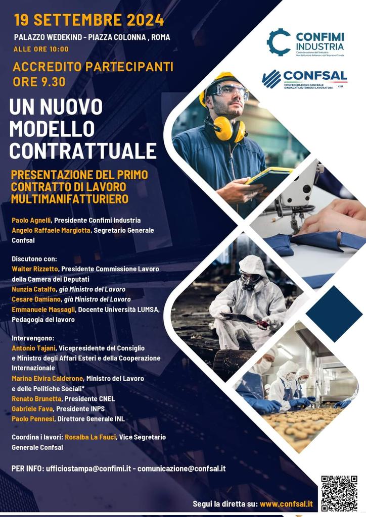 #Confsal e <a href="/ConfimIndustria/">Confimi Industria</a>  presentano: 
𝐔𝐍 𝐍𝐔𝐎𝐕𝐎 𝐌𝐎𝐃𝐄𝐋𝐋𝐎 𝐂𝐎𝐍𝐓𝐑𝐀𝐓𝐓𝐔𝐀𝐋𝐄 - 𝐏𝐫𝐞𝐬𝐞𝐧𝐭𝐚𝐳𝐢𝐨𝐧𝐞 𝐝𝐞𝐥 𝐩𝐫𝐢𝐦𝐨 𝐜𝐨𝐧𝐭𝐫𝐚𝐭𝐭𝐨 𝐝𝐢 #𝐥𝐚𝐯𝐨𝐫𝐨 𝐦𝐮𝐥𝐭𝐢𝐦𝐚𝐧𝐢𝐟𝐚𝐭𝐭𝐮𝐫𝐢𝐞𝐫𝐨 

Segui l'evento in diretta su confsal.it