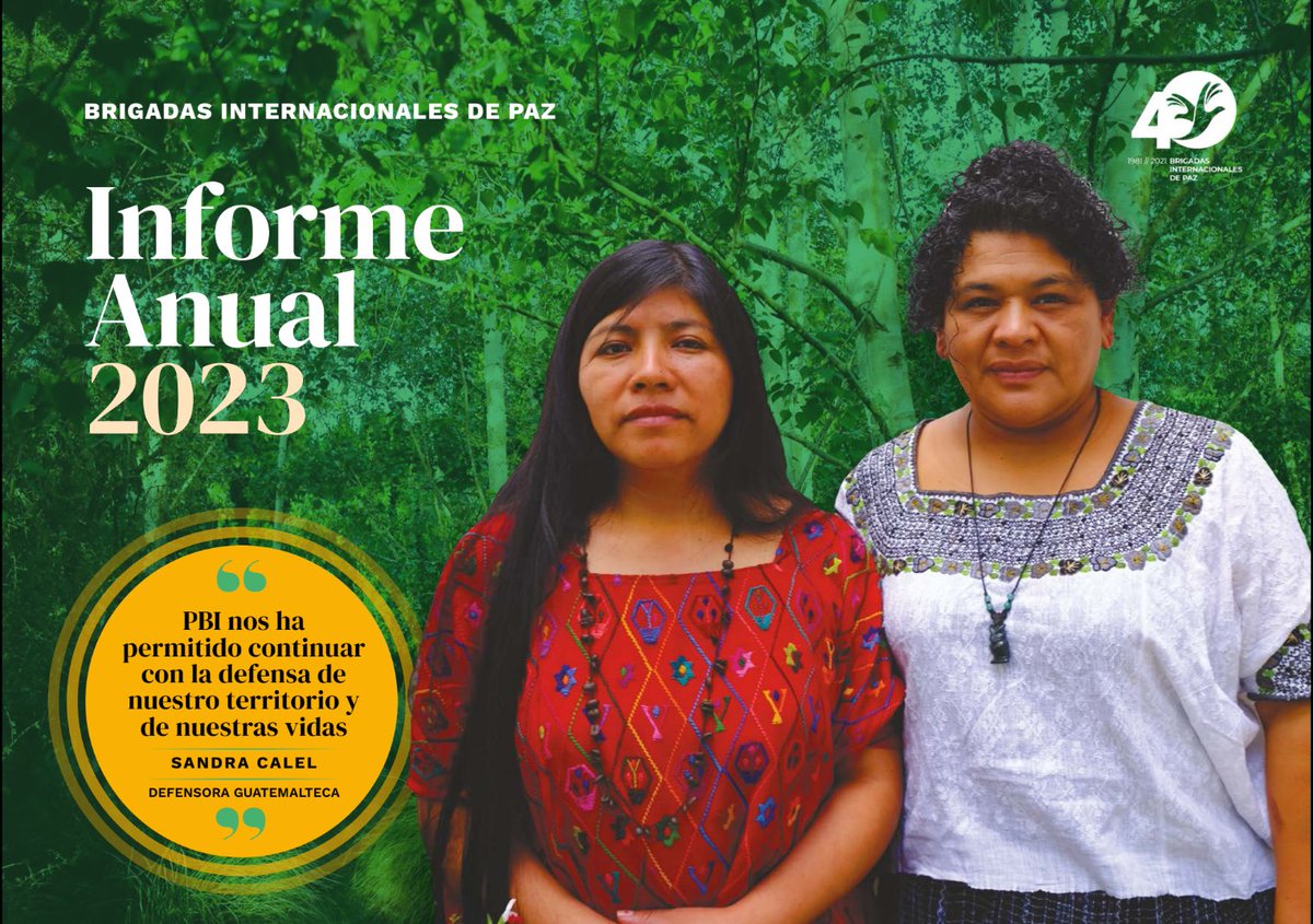 🚨 Le rapport annuel de PBI est en ligne ! 

Nous vous invitons à découvrir le travail et l'impact des défenseur.e.s des droits humains sur l'année 2023 et à comprendre comment PBI accompagne et protège ces dernier.ère.s sur le terrain.

➡️peacebrigades.org.uk/news/internati…