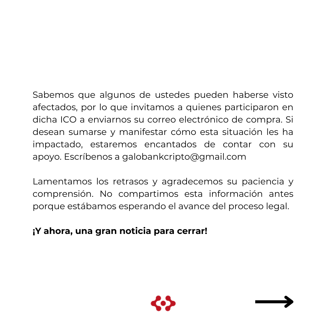 galoproject_es's tweet photo. Querida comunidad,   

Tenemos un comunicado importante para vosotros del equipo de Galobank.   

¡Buenas noticias! https://t.co/t8zeKHYZc1