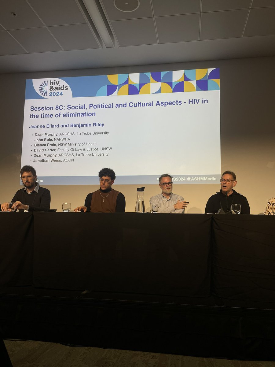 Jeanne Ellard (Australian Research Centre in Sex, Health, and Society <a href="/latrobe/">La Trobe University</a>) and Ben Riley (<a href="/ASHMMedia/">ASHM</a>) lead an insightful panel discussion about HIV in the time of elimination 🎤✨

#HIVAIDS2024