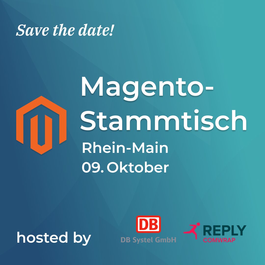 Magento-Stammtisch – 09. Oktober, 19:00 Uhr bei Comwrap in Frankfurt

📲Save the Date!
Der nächste Stammtisch bietet wieder die Möglichkeit, mit Branchenexperten und Magento-Enthusiasten ins Gespräch zu kommen. 

@dbsystel 
<a href="/comwrap/">Comwrap Reply</a> 

#Magento #Ecommerce #CloudSecurity #DSGVO