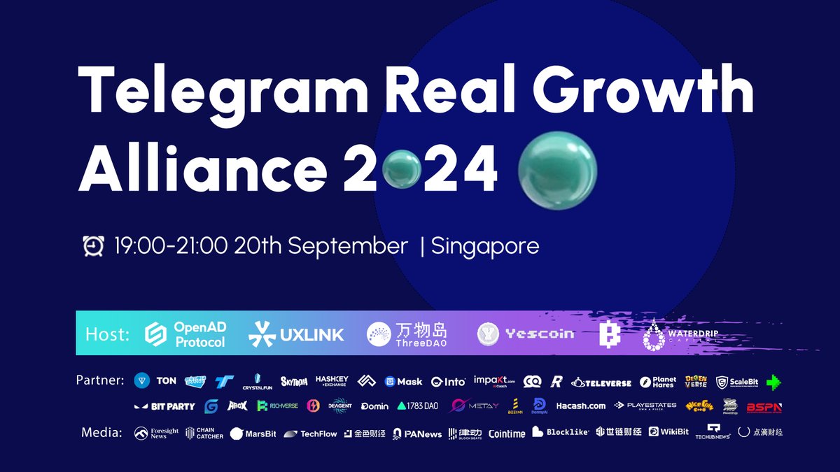 Hey, fams!

We're thrilled to invite you to the first Real Growth Alliance for an exclusive meetup with forward-thinking projects to drive authentic, sustainable user growth in the Telegram eco-system on Sep 20, Singapore.

RSVP: lu.ma/no7303iz
#TON #Token2049 #Growth