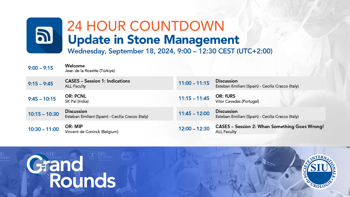 SIU-Urology (@siu_urology) on Twitter photo 💥🕚There's still time to register for #eGrandRounds Update in #StoneManagement happening in just 24 hours! Learn more about #PCNL #MIP and #fURS procedures. Register for this free event today!🔗bit.ly/48tmmjO
<a href="/emiliani_e/">Esteban Emiliani</a> <a href="/ShashiKiranPal/">Shashi Kiran Pal</a> <a href="/Endo_Cav/">Vitor Cavadas</a> <a href="/vdconinck/">Vincent De Coninck</a> 💥🕚There's still time to register for #eGrandRounds Update in #StoneManagement happening in just 24 hours! Learn more about #PCNL #MIP and #fURS procedures. Register for this free event today!🔗bit.ly/48tmmjO
<a href="/emiliani_e/">Esteban Emiliani</a> <a href="/ShashiKiranPal/">Shashi Kiran Pal</a> <a href="/Endo_Cav/">Vitor Cavadas</a> <a href="/vdconinck/">Vincent De Coninck</a>