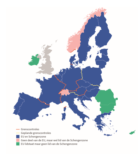 Grenscontroles in Duitsland: onderstaande figuur uit ons memorandum toont de in voege zijnde grenscontroles. Daar mogen ondertussen dus nog wat lijntjes bij..   

Kwalijke zaak, zeker voor een logistiek land als het onze.