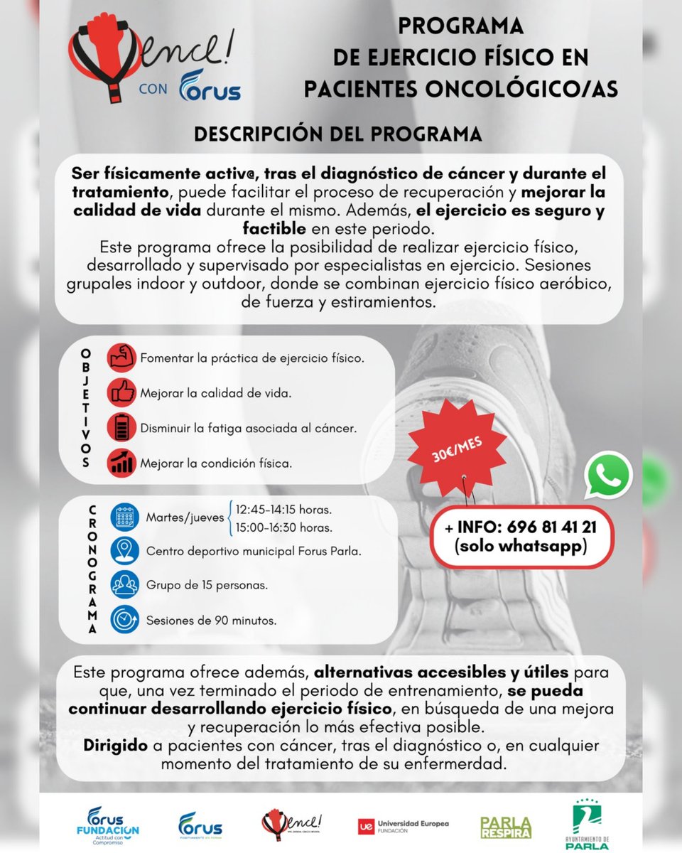 CasaDeporte_'s tweet photo. 💚💚 #Ejercicio y #Cáncer: Mejora tu recuperación
Ser activ@ tras el diagnóstico o durante el tratamiento ayuda en la recuperación y calidad de vida. ¡Entrenamiento seguro, supervisado y adaptado a ti! 👥
¡Toma el control de tu bienestar! 🌟
#casadeldeporteparla
@AytoParla https://t.co/nZpqeT7Dh9