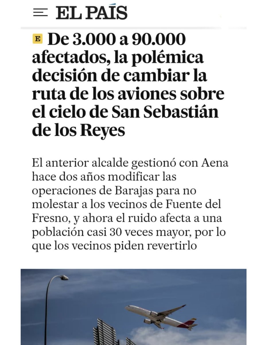 Hoy, El País da la clave: nadie puede gobernar contra la mayoría de Sanse.
El cambio en la configuración de los despegues de los aviones ha perjudicado a la mayoría de la población.
Por eso, ven este jueves a las 11 al pleno del ayuntamiento.
Reversión YA es posible!