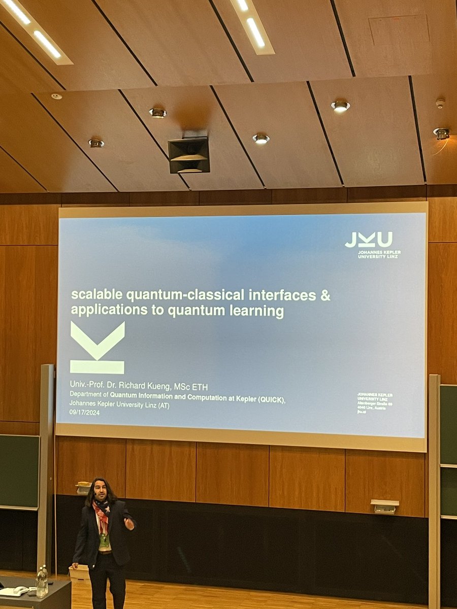 PPSN2024 (@ppsn2024) on Twitter photo ⭐️Richard Kueng (<a href="/RichardKueng/">Richard Kueng</a>) from <a href="/jkulinz/">JKU - Johannes Kepler Universität Linz</a> gives the second keynote ⭐️
Scalable Quantum-classical Interfaces and their Applications to Learning in the Quantum Realm ⭐️Richard Kueng (<a href="/RichardKueng/">Richard Kueng</a>) from <a href="/jkulinz/">JKU - Johannes Kepler Universität Linz</a> gives the second keynote ⭐️
Scalable Quantum-classical Interfaces and their Applications to Learning in the Quantum Realm