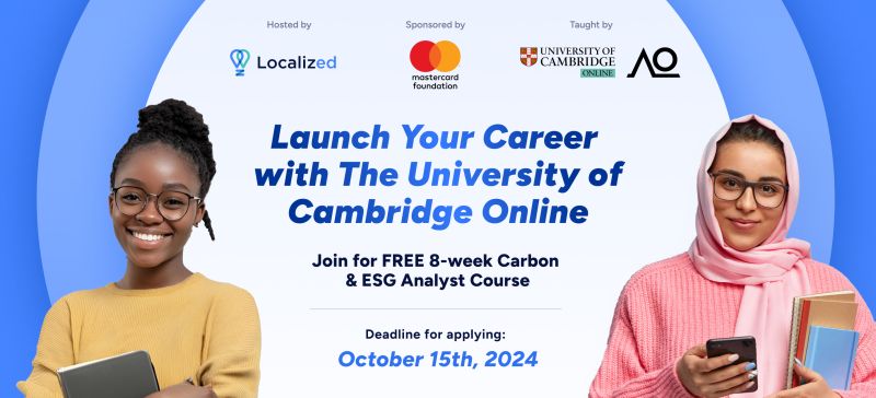 🌍 Calling All Recent Female Graduates in #Africa! 🌿

Enroll in the free, 8-week Carbon + ESG Analyst Course to help you gain in-demand #greenskills! 🌱

📅Deadline: October 15, 2024
🔗 Visit: shorturl.at/HebcR

#GreenCareers #ESG #FreeCourses #UniversityOfCambridge
