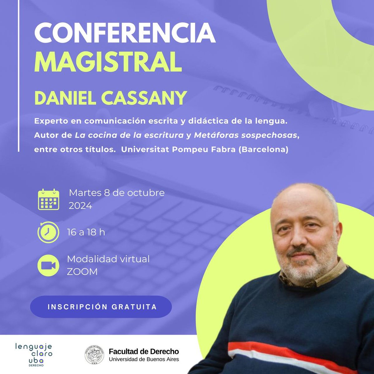 dancassany's tweet image. Todos invitados el martes 8-10, 16h (hora de Buenos Aires) a mi conferencia &quot;Construyendo lenguaje claro en ámbitos públicos y privados&quot; Muchas gracias al Observatorio de Lenguaje Claro de la Facultad de Derecho (UBA). 
docs.google.com/forms/d/e/1FAI…