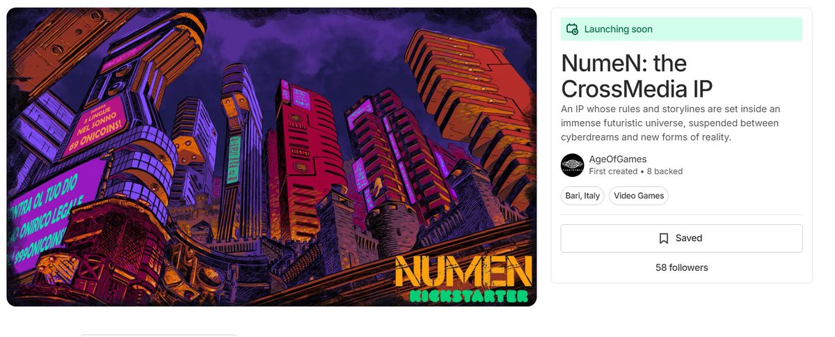 We're just 2 people away from having 60 followers on our NumeN #kickstarter

Let's make it a reality together, help us reach our next follower milestone and stay tuned for updates on this surreal narrative #indiegame

Search "NumeN: the CrossMedia IP"

#indiedev #indiegamedev